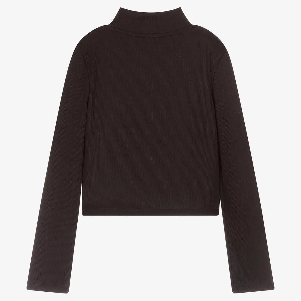 Teen Black Logo Turtleneck