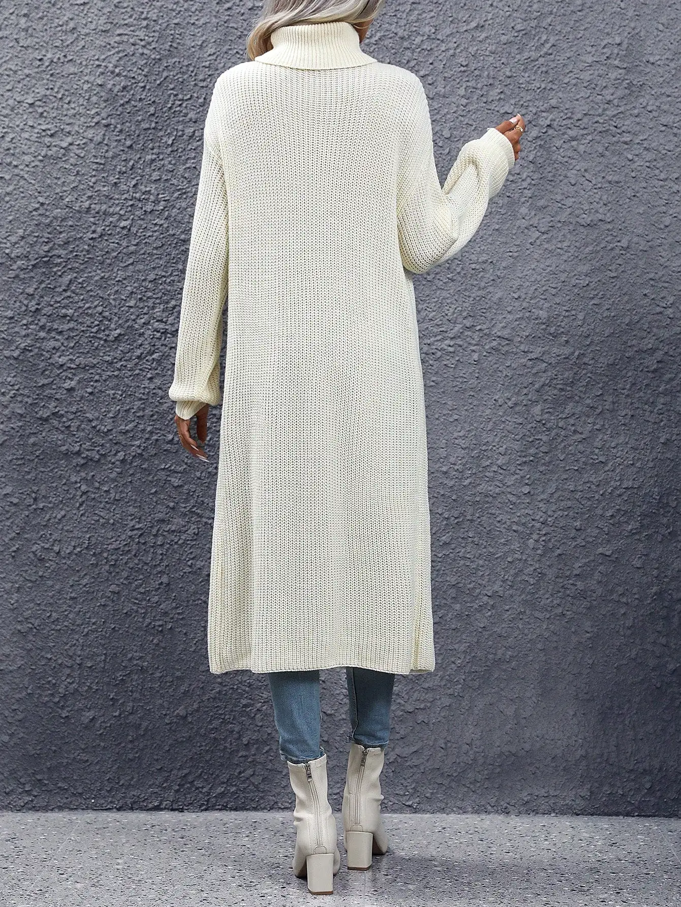 Turtleneck Split Wrap Hem Sweater