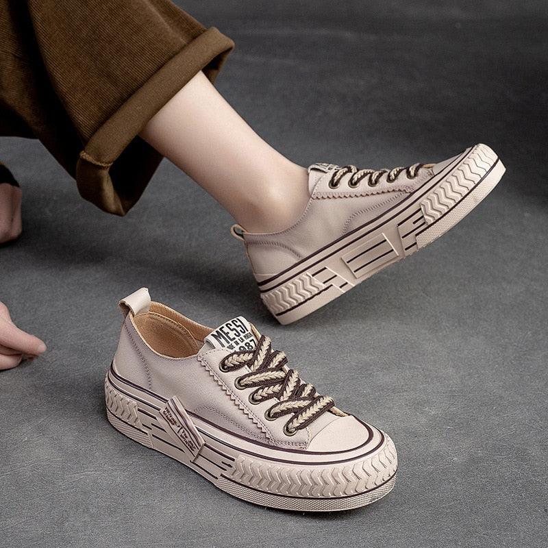 TX338 Women's Comfortable Flat Leather Sneakers: Casual Shoes