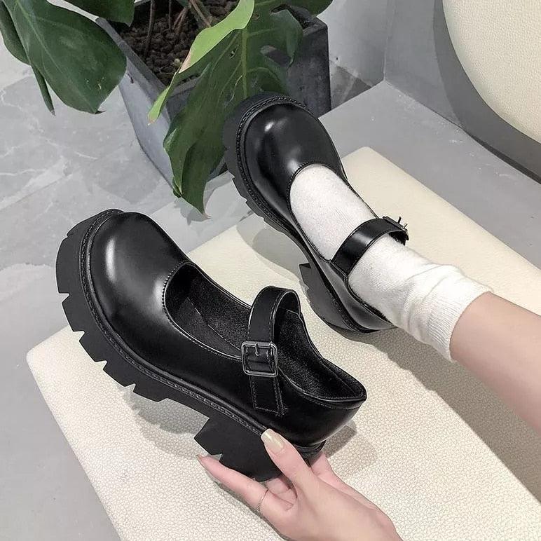 Uniform Shoes PU Leather Heart Ankle Shoes