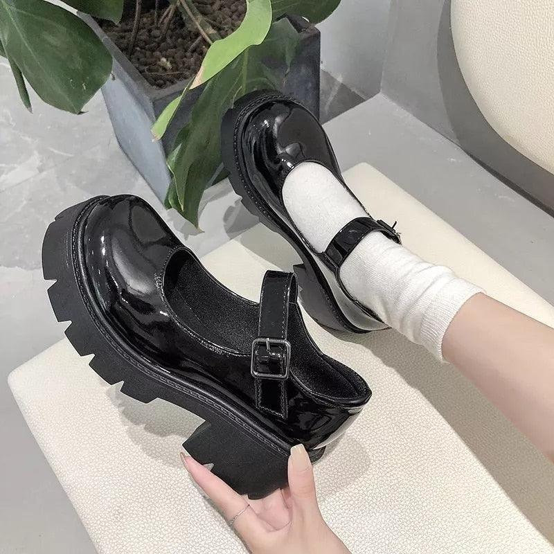 Uniform Shoes PU Leather Heart Ankle Shoes