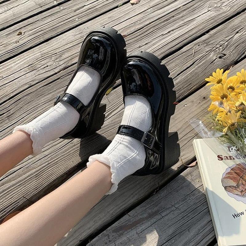 Uniform Shoes PU Leather Heart Ankle Shoes