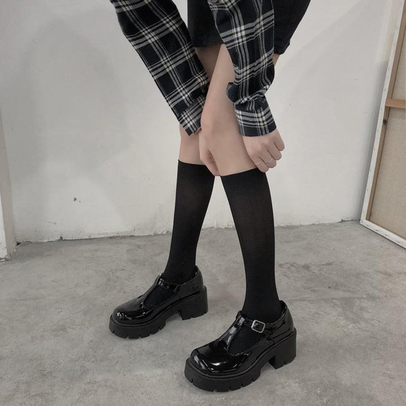 Uniform Shoes PU Leather Heart Ankle Shoes