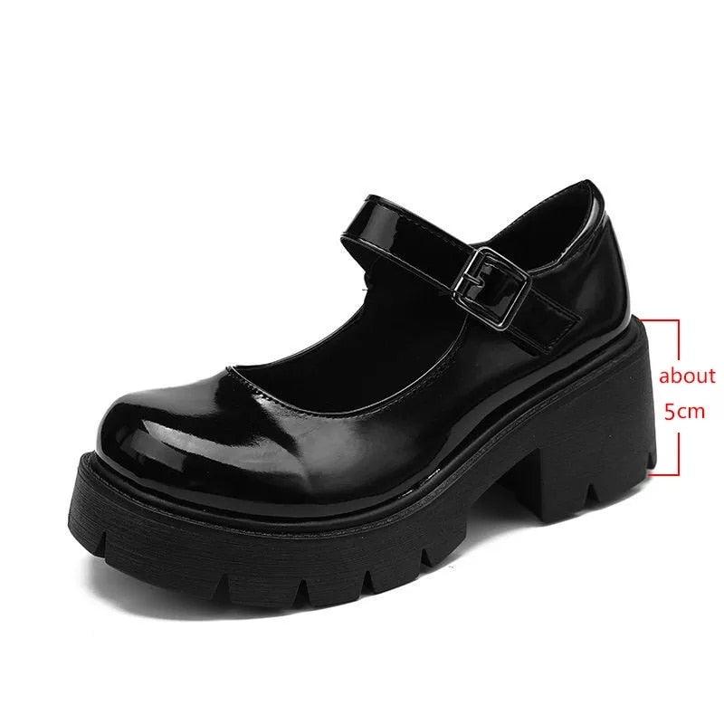 Uniform Shoes PU Leather Heart Ankle Shoes