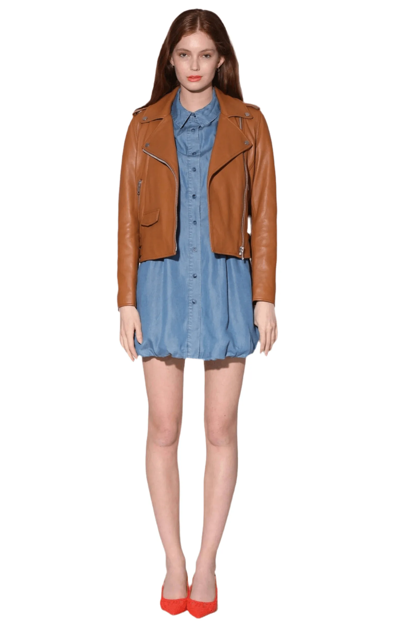 Walter Baker Liz Leather Jacket in Camel