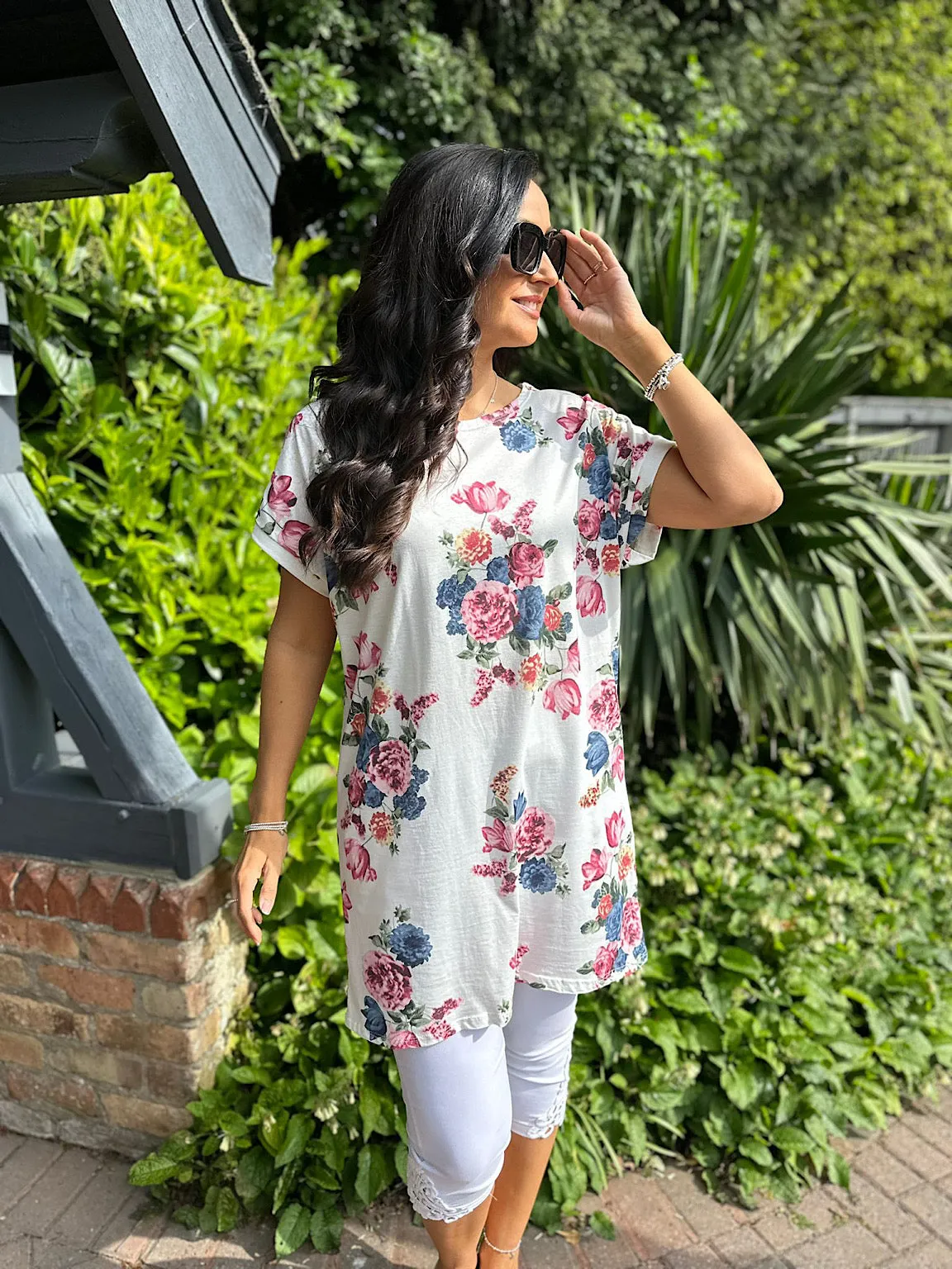 White Floral Bloom Tunic Toni