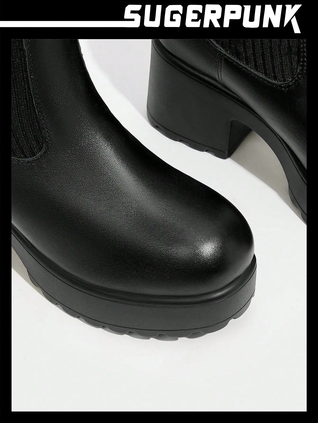 Women Shoes Fashion Round Toe Thick Sole Knit Black Versatile Boots