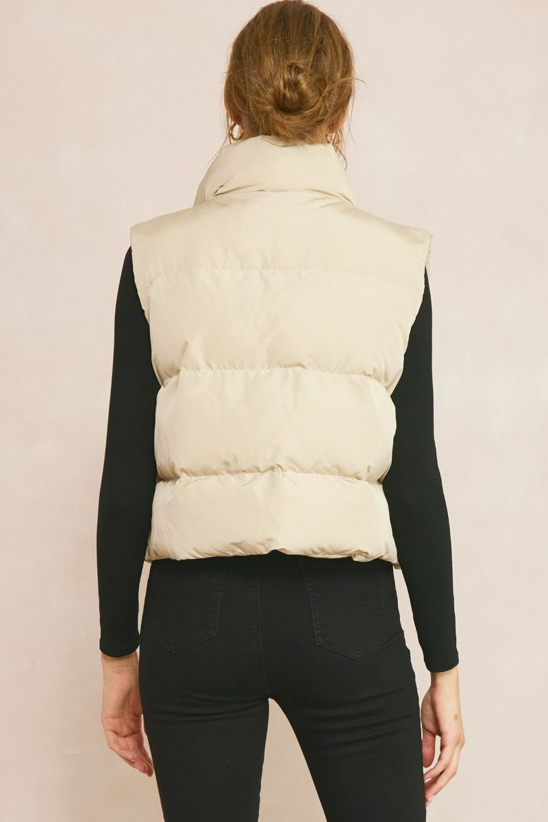 Woven Puffer Vest - Sand