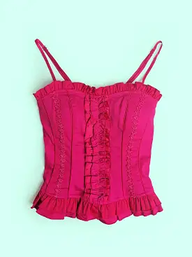 Y2K Corset Top Pink Stretch Cotton - size S